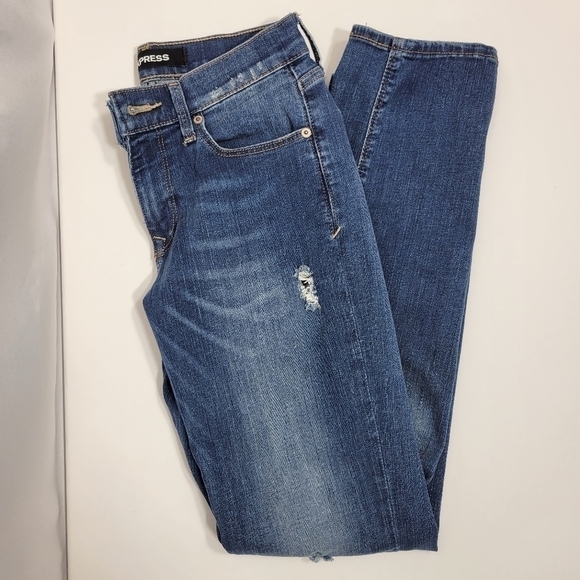Express Womens Mid Rise Cropped Skinny Stretch Jeans in a Size 2R - Picture 8 of 13